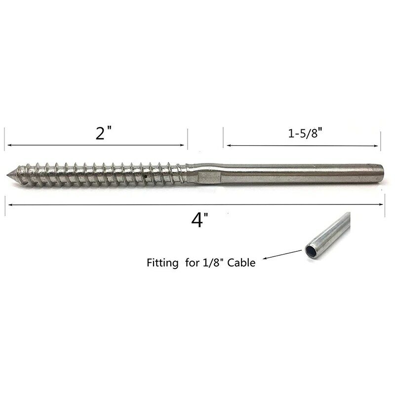 Tornillos de rosca para mano derecha e izquierda, Kit de barandilla de Cable de 1/8 pulgadas, Hardware de cubierta, Kit de balaustre DIY, 16 piezas