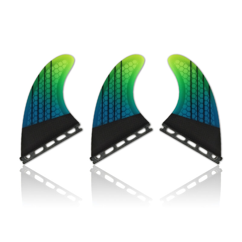 Aletas de Surf UPSURF FUTURE G5, aleta de tabla de Surf de fibra degradada azul y verde, panal de abeja, accesorios de Surf de 3 unids/set