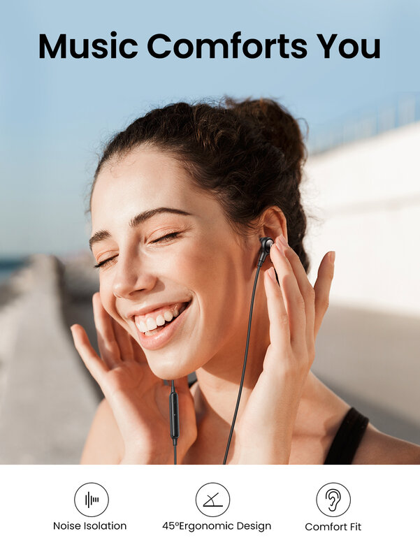 UGREEN Headphone Berkabel Earbud Petir Tersertifikasi MFi dengan Mikrofon Earphone Noise Cancelling Stereo HiFi untuk iPhone 12 11