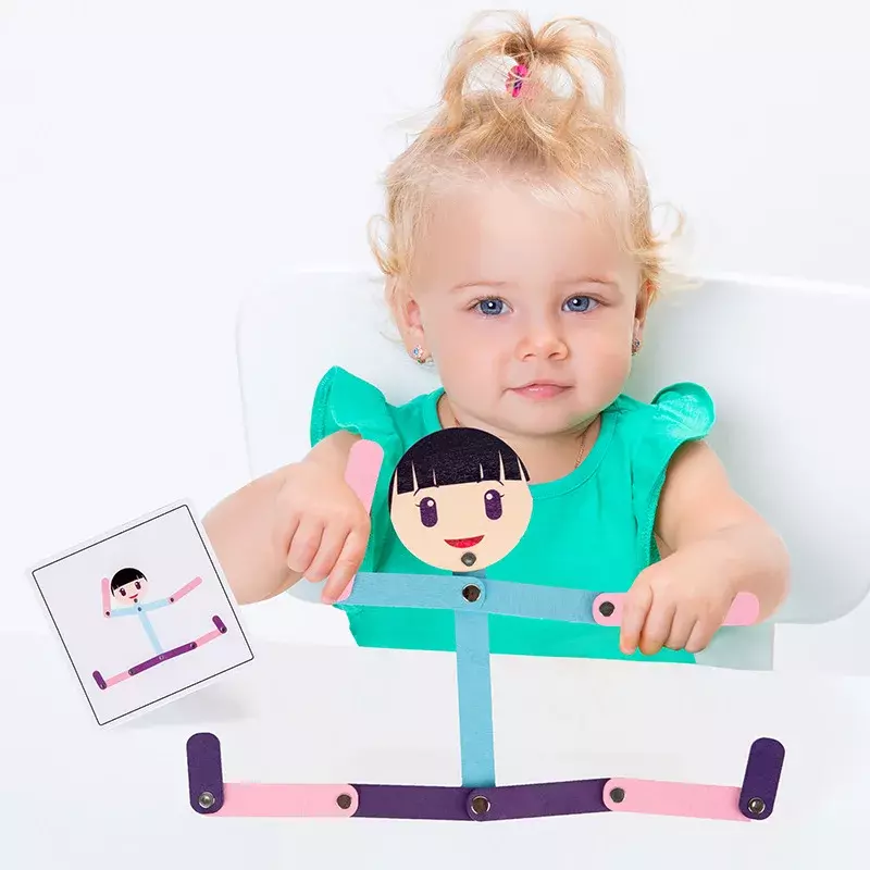 Bahan Montessori DIY mainan Puzzle Sporty Pose dengan 24 kartu sisi ganda untuk anak-anak kecerdasan hadiah mainan pendidikan dini