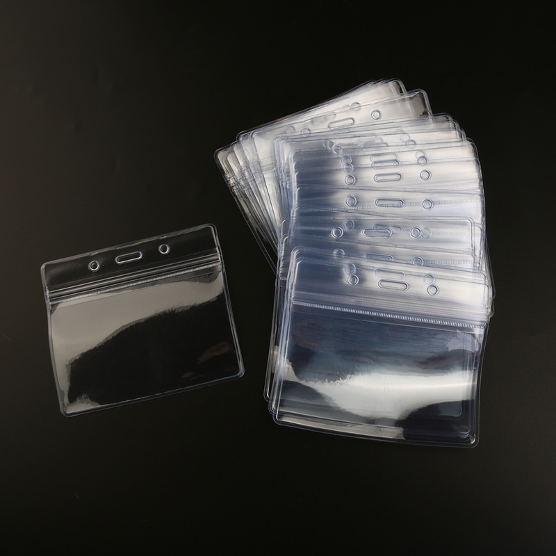 Porte-cartes d'identité en plastique transparent, porte-badge horizontal, étiquette de nom étanche