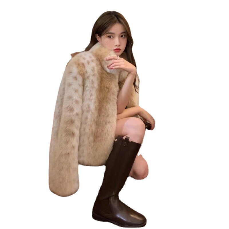 ZXRYXGS-Manteau en fourrure à col montant léopard pour femme, vestes à la mode, haut de gamme, haut de gamme, automne, hiver, nouveau, 2023