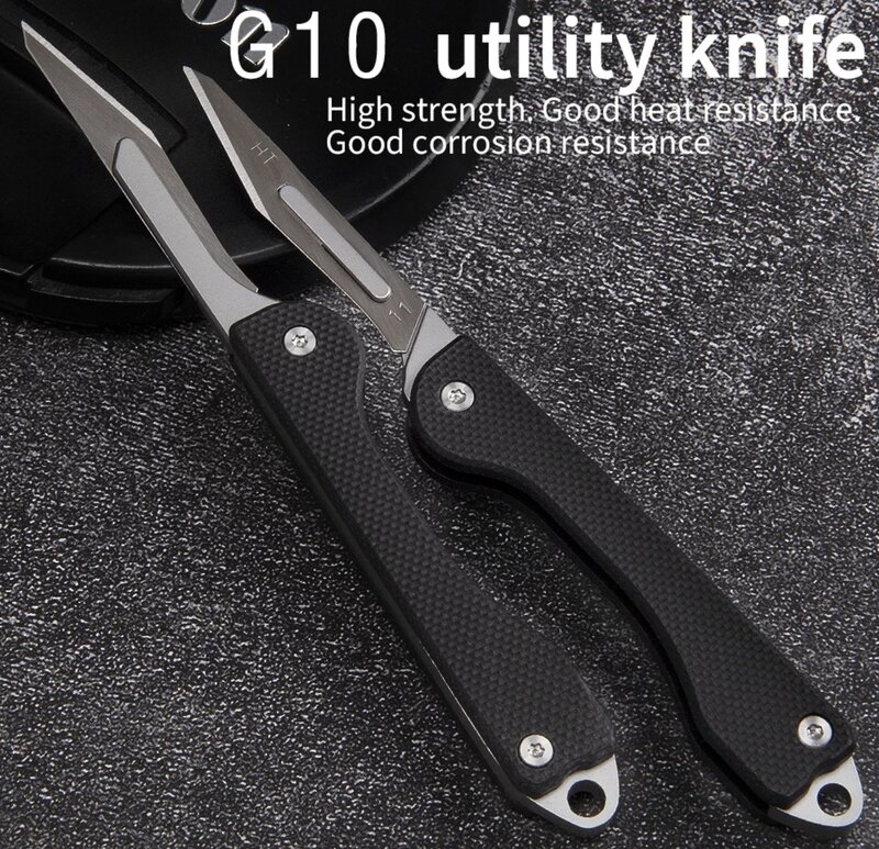 Coltello pieghevole in lega di titanio G10 in acciaio inossidabile coltello da tasca portachiavi strumento di autodifesa chirurgica sostituibile NO.11 Blad chirurgico
