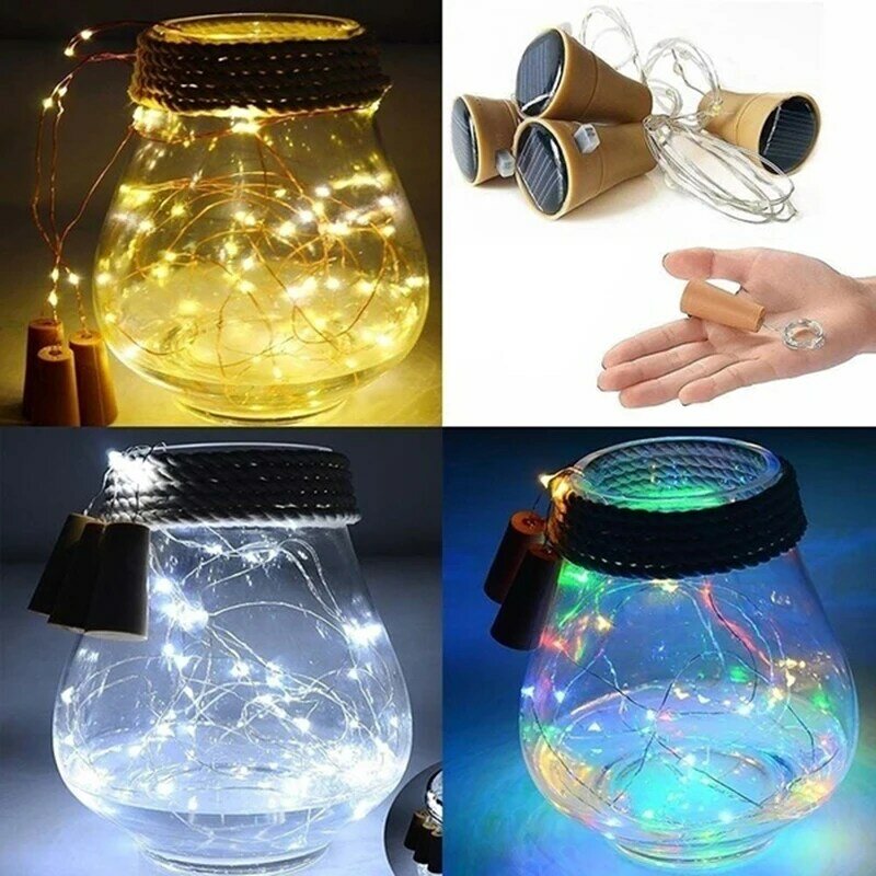 Solar Energy Wine Bottle Lights LED Strings Copper Wire Home Party Decoration