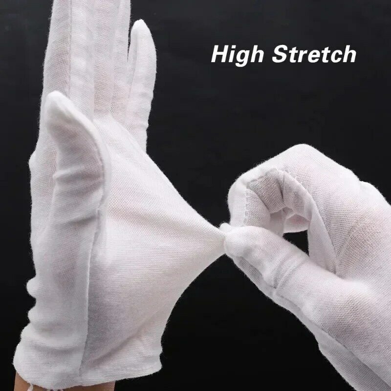 1-20 Paar Witte Katoenen Werkhandschoenen Droge Handen Hantering Film Spa Handschoenen Ceremoniële Hoge Stretch Handschoenen Huishoudelijke Schoonmaak Gereedschap