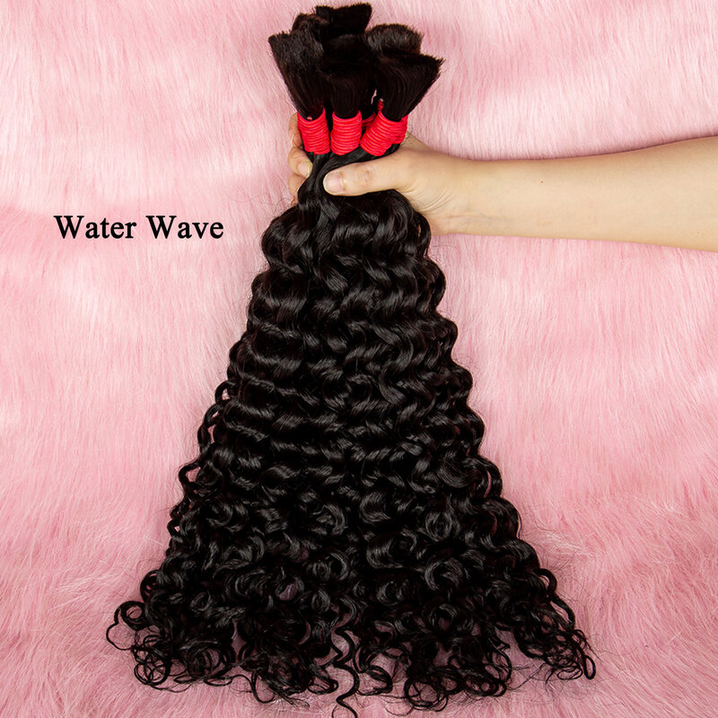 NABI Human Hair Braiding Bundles Water Wave Hair Braids Extension Deep Wave Bulks Curly Virgin Human Hair Bundle for Boho Braids