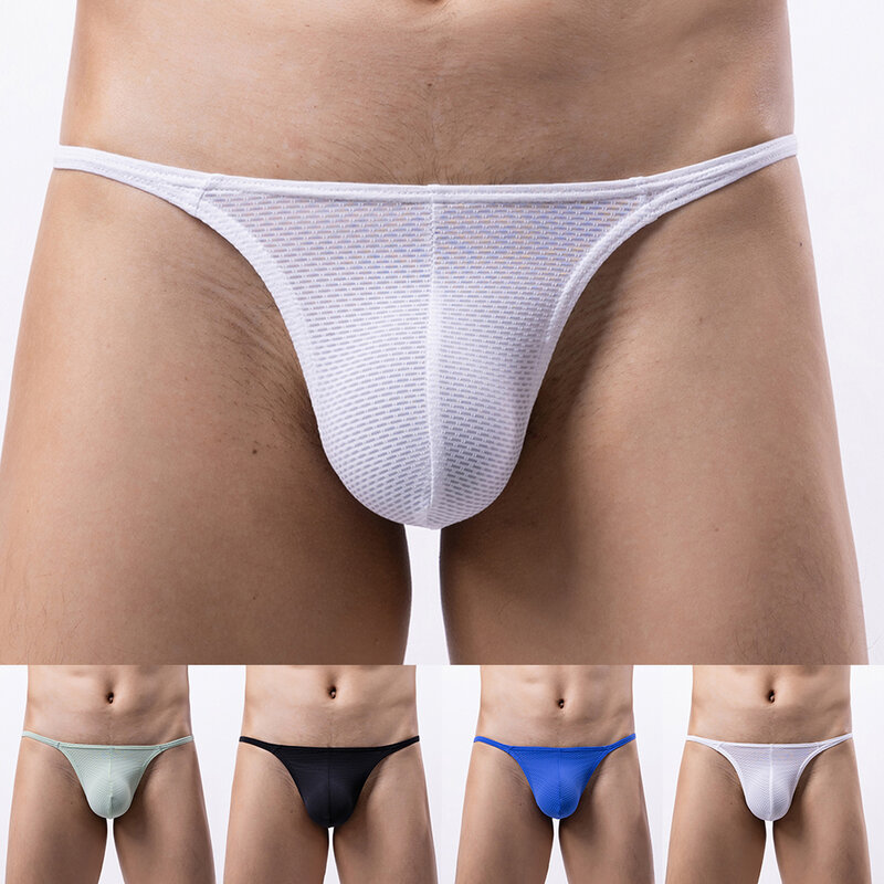 Sexy Mens Low Waist Thin Straps T-Back G-String Thong Bikini Underwear Pouch Bulge Thong Panties Breathable Soft Men Thongs
