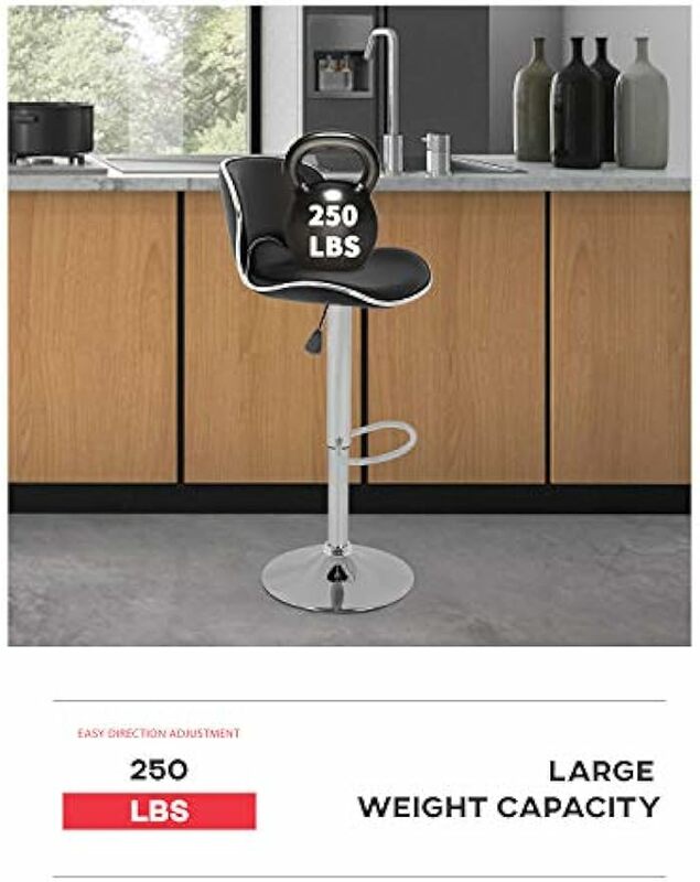 FDW Set of 2 Adjustable Bar Stools Height Ajustable Swivel Barstools Chairs with Back Pub Kitchen Dining Room Counter Bar Chairs