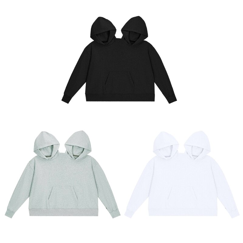 2024 Nieuw paar grappige hoodie tweepersoons trui kleur losse sweatshirts hooded tops met zak winterkleding