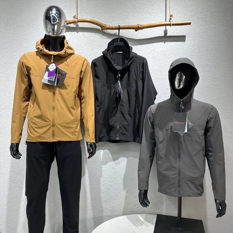 Jaket olahraga pria, jaket olahraga luar ruangan kasual ringan untuk mendaki musim semi musim gugur, mantel bertudung tahan air