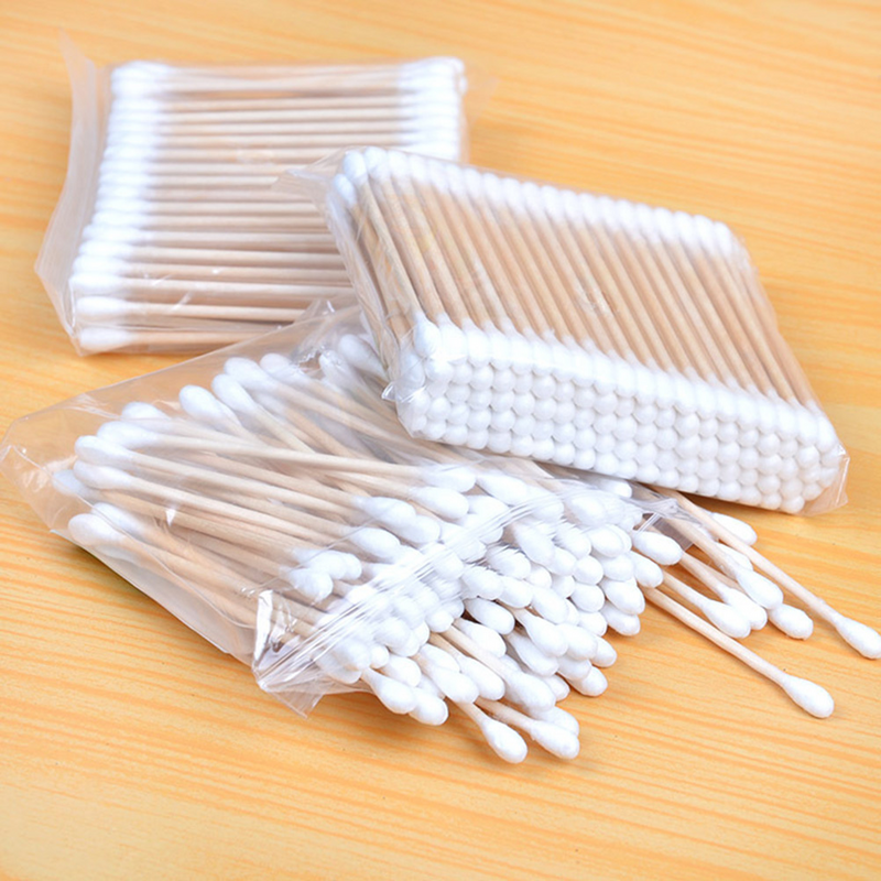 5pack 100pcs/pack Disposable Double-ended Makeup Cotton Swab for Ear Cleaning Makeup Application and Removal