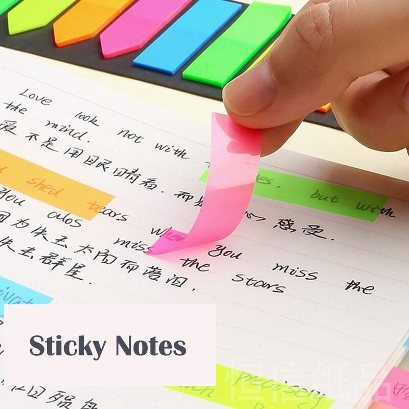 Fluorescentes Sticky Notes, Material de escritório, Estudante Leitura Etiqueta, Marcadores, Índice Adesivos, DIY Decoração