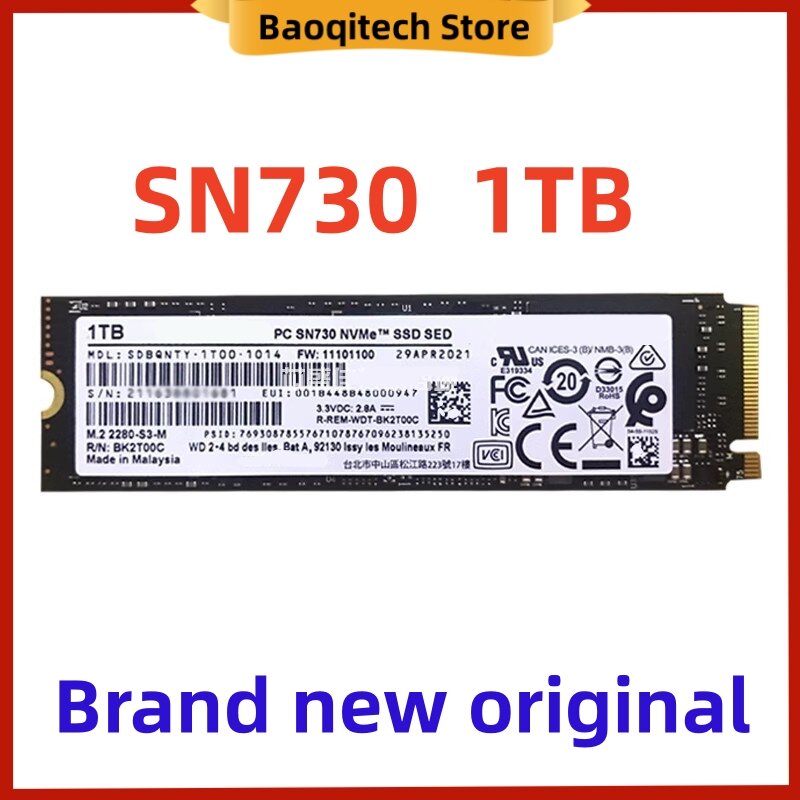 SN730ใหม่512กิกะไบต์1TB โซลิดสเตทไดรฟ์ NVME โปรโตคอล2280 M.2 PCIE3.0ระดับเสียง SSD สำหรับ WD สำหรับพีซี WD