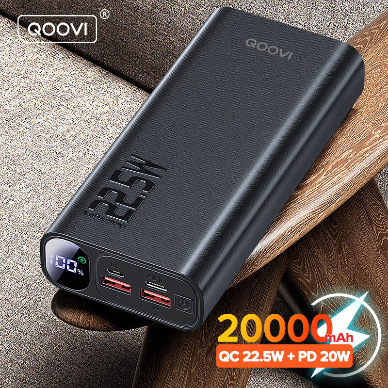 QOOVI Power Bank 20000mAh portatile PD 20W ricarica rapida Poverbank telefono cellulare batteria esterna Powerbank per iPhone 13 Xiaomi