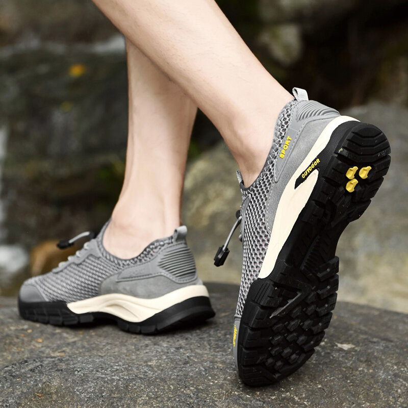 Zapatos de secado rápido para exteriores, suela de goma, diseño antideslizante de zapatos de senderismo, adecuados para zapatos deportivos transpirables para hombres