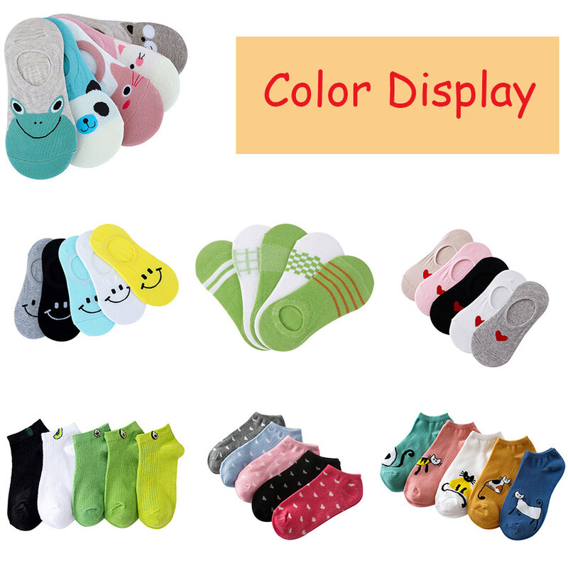 Носки женские с цветами в стиле Харадзюку, милые хлопковые невидимые носки в богемном стиле, 5 пар/комплект