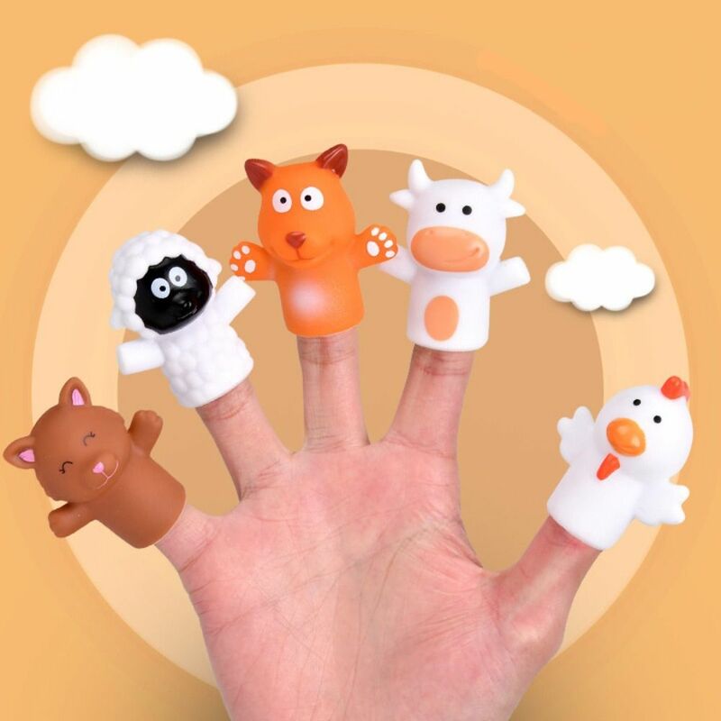 Mini Animal Hand Puppet Doll Finger Puppet Toy Set Dinosaur Finger Puppet Montessori Teether Chew Toys Narrating Sensory Toys