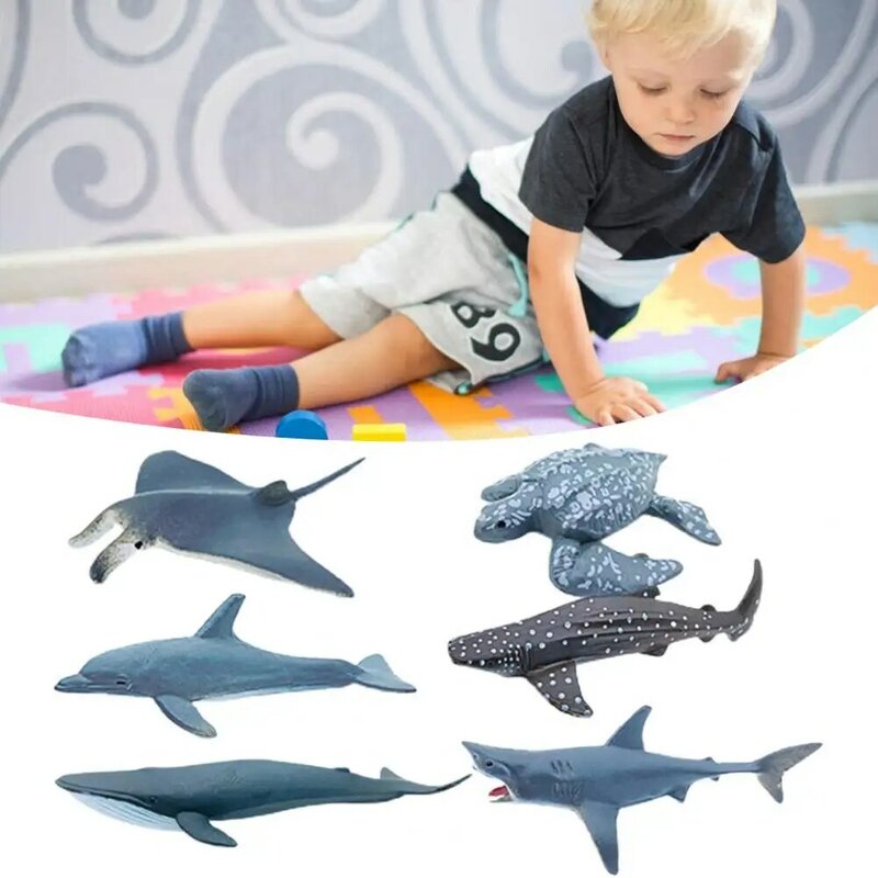 12Pcs Sea Animal Models Shark Whale Turtle Sea Lion Penguin Dolphin Model Ornament Miniature Ocean Animal Fish Figurine Toys