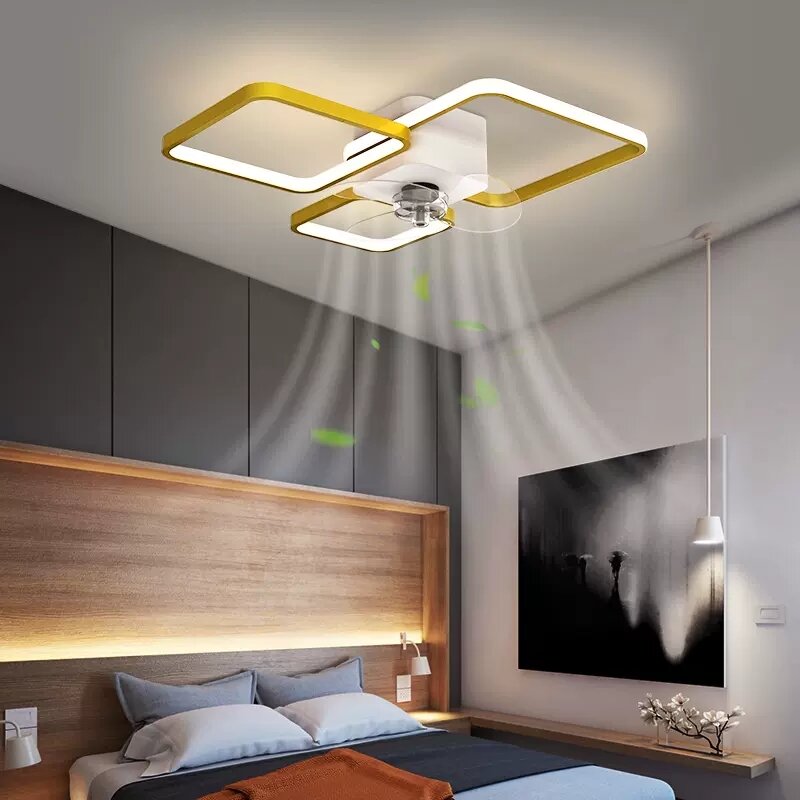 모던 LED 선풍기 천장 램프 샹들리에, 거실 침실 어린이 방 램프, 리모컨 천장 선풍기 조명 고정장치