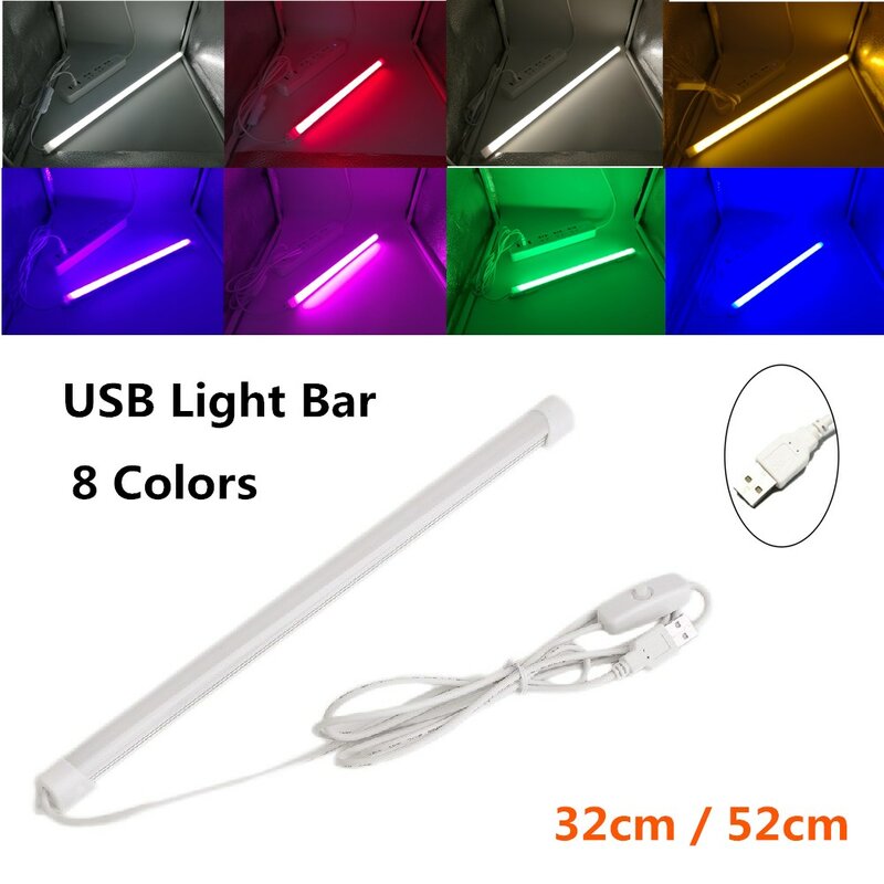 Barra de luz LED de alumínio regulável, Tira rígida USB para cozinha, Sob a iluminação do armário, Branco quente e fresco, 5V