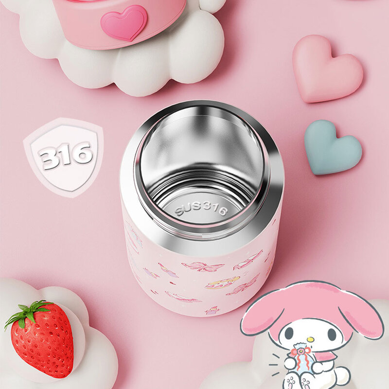 Sanrio Portable Water Cup Kawaii My Melody Cinnamoroll Kuromi Purin Dog Cartoon Anime Thermos  Cute Girl Kid Birthday Gifts