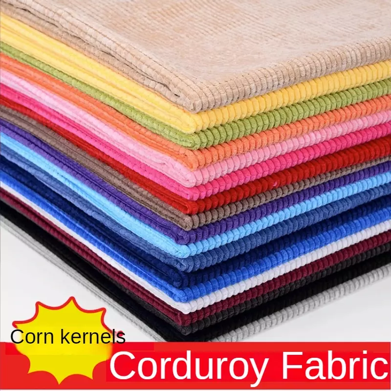 Corduroy Fabric Plaid By The Meter for Pillow Clothing Diy Shoes Sewing Encrypted Plain Cloth Soft Drape Breathable Black White