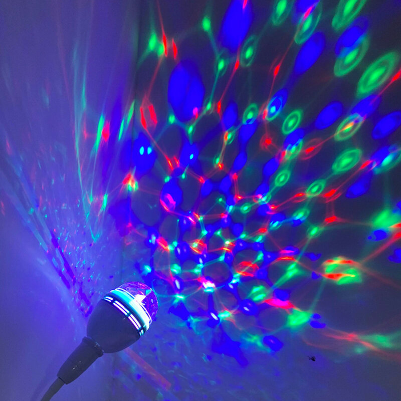 Boule Disco rotative de couleur néon, lumière de contrôle du son, lampe magique en cristal E27 3W, lampe de Projection rotative colorée DJ KTV Bar Stage