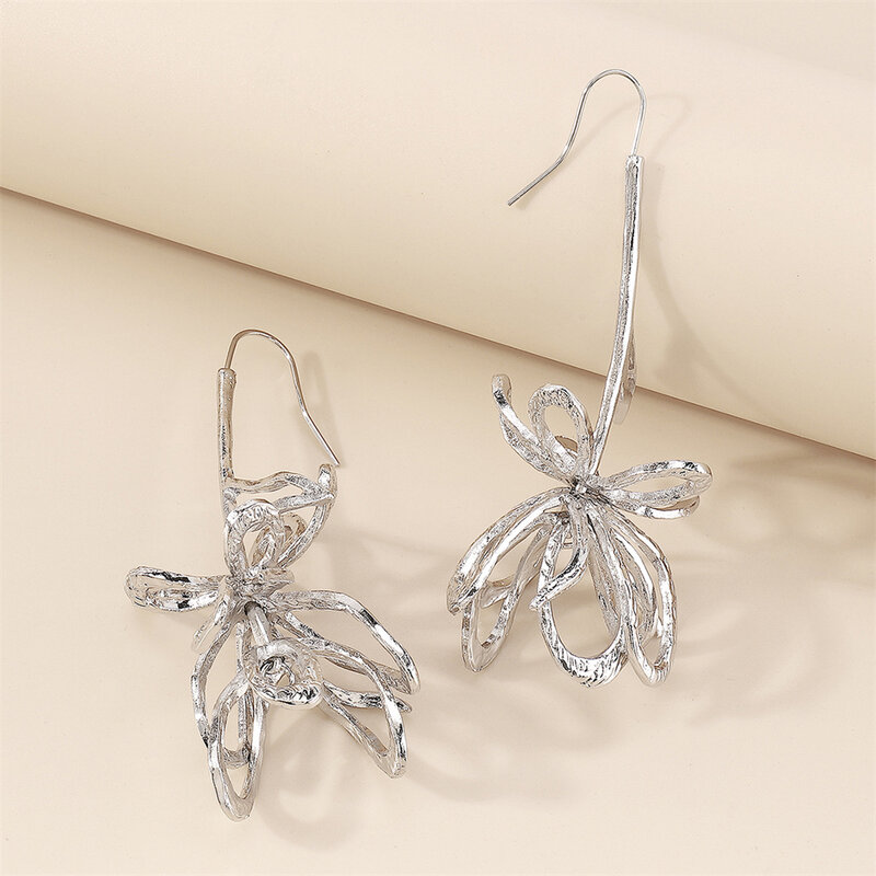 1~20PCS New ZA Gold Color Metal Flowers Shape Dangle Earrings Jewelry For Women Vintage Hollow Tulip Drop Earrings Woman