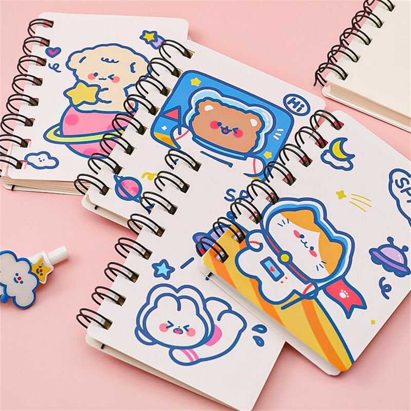Office Supply Cute Diary Book Mini Pocket Book Astronaut A7 Notebook Exercise Book Cartoon Coil Notebook Kawaii Coil Notepad