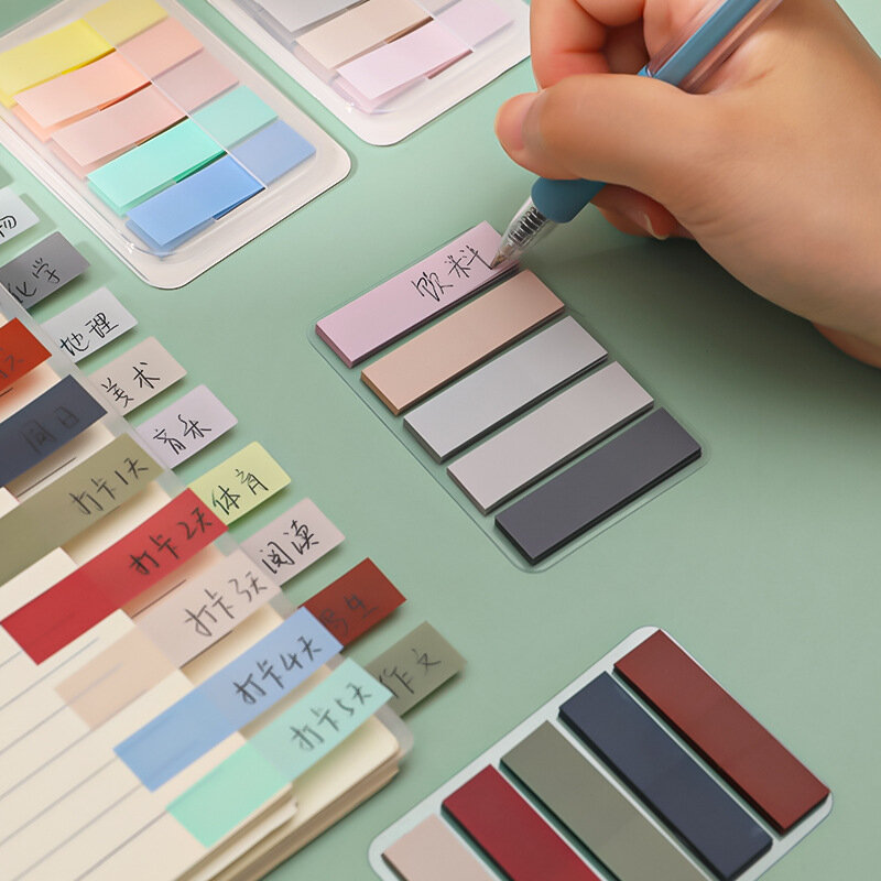 Marcadores de páginas de la serie Morandi, pestañas de índice adhesivas, pestañas de bandera de flecha, notas adhesivas de colores para marcadores de páginas, 100 piezas