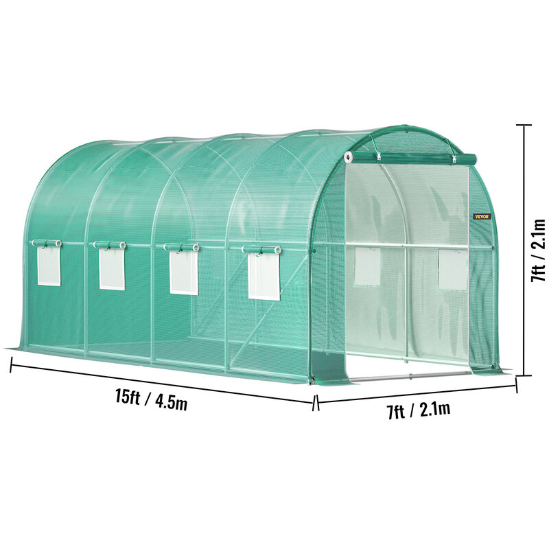 VEVOR-invernadero de túnel, estructura galvanizada, cubierta impermeable, 15x7x7/10x7x7/20x10x7/12x7x7 pies, invernaderos y Marcos fríos
