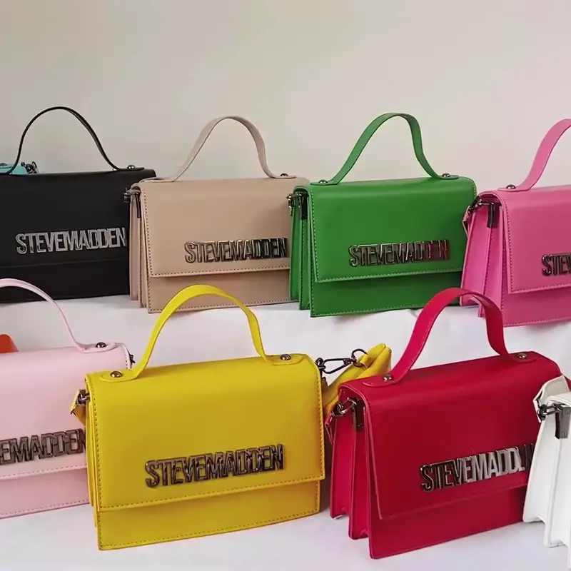 Steve maden-女性用ソフトレザーハンドバッグ、トレンディでファッショナブルな文字型、小さな正方形のバッグ、ベースファッション、新しい、夏、2023