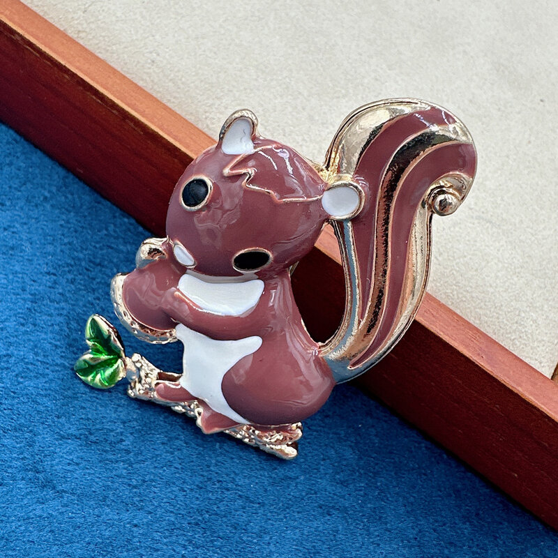 CINDY XIANG 귀여운 에나멜 다람쥐 브로치, 동물 핀 패션