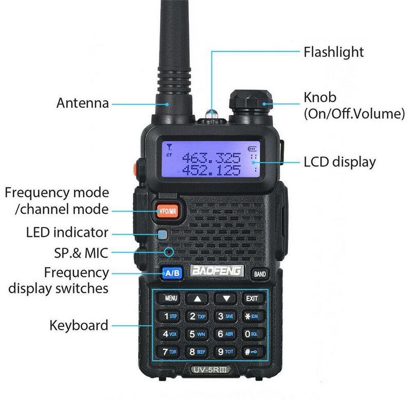 Baofeng-walkie-talkie Uv-5R, dispositivo de tres segmentos, Vhf, 220-226Mhz, frecuencia Uhf, antena Dual, pieza de mano Civil