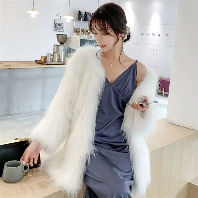Manteau de fourrure de raton laveur mi-long pour femmes, pardessus épaissi pour femmes, vêtements pour jeunes femmes, nouvelle mode, automne et hiver