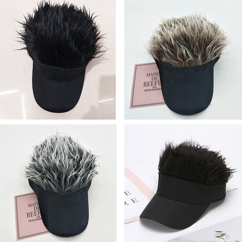 Sombrero de visera de peluca Unisex, gorra de pelo corto, peluca ajustable, sombrero de béisbol al aire libre, regalo negro