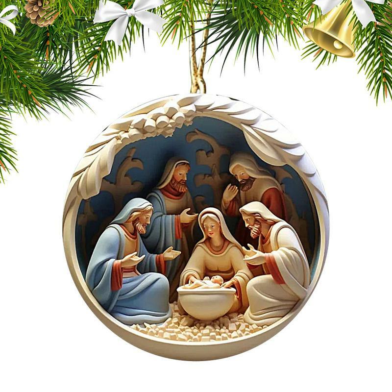 Szopka wisząca ozdoby 2D akrylowe zawieszki ozdobne na choinkę urodzenia jezusa 2023 świąteczne materiały świąteczne