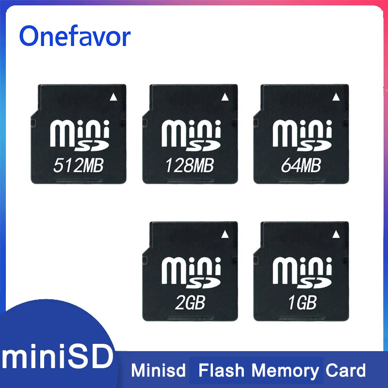 Cartão de memória Mini SD, 4GB, 2GB, 1GB, 512MB, 256MB, 128MB, 64MB