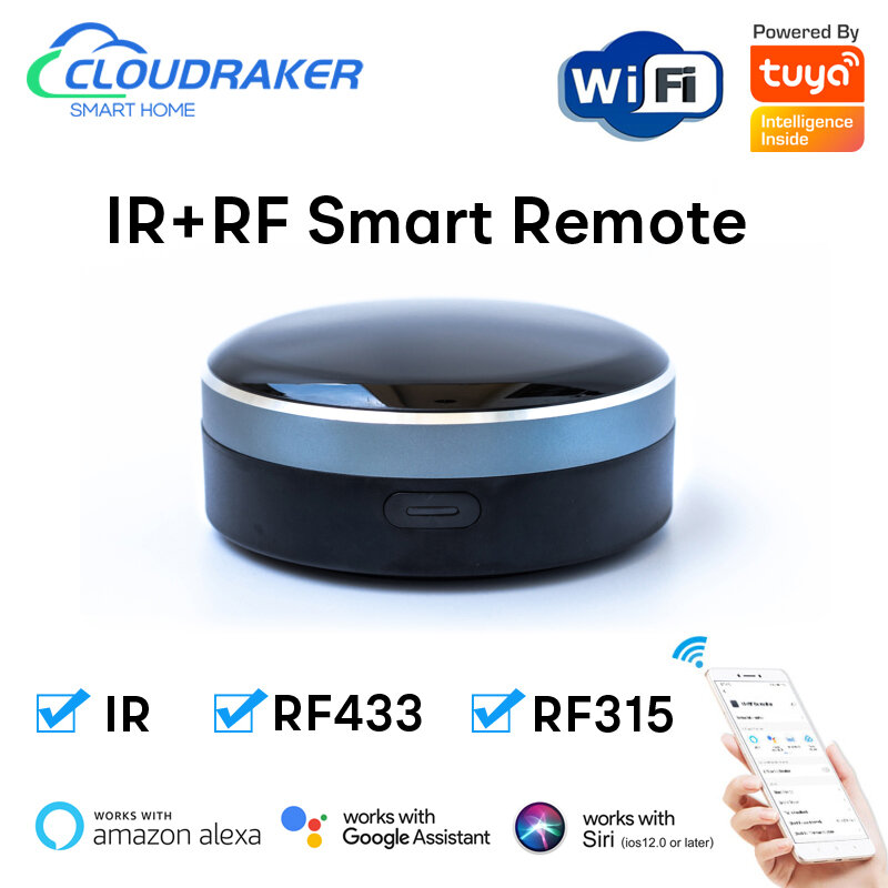 Tuya 스마트 와이파이 IR + RF 범용 원격 제어 적외선 블래스터, TV AC 커튼 롤러 셔터용 알렉사 구글 홈과 함께 작동
