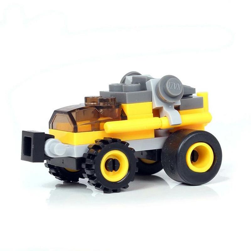 7 سنتيمتر نموذج سيارة صغيرة اللبنات الأطفال التعليمية تجميع بناء الطوب الكرتون الهندسة شاحنة لعب للأطفال الصغار