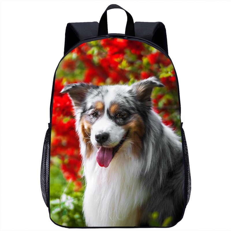 Cute Collie Dog Backpack, Mochila escolar para meninas e meninos, Mochilas casuais, Mochila para laptop, Mochila de viagem adolescente