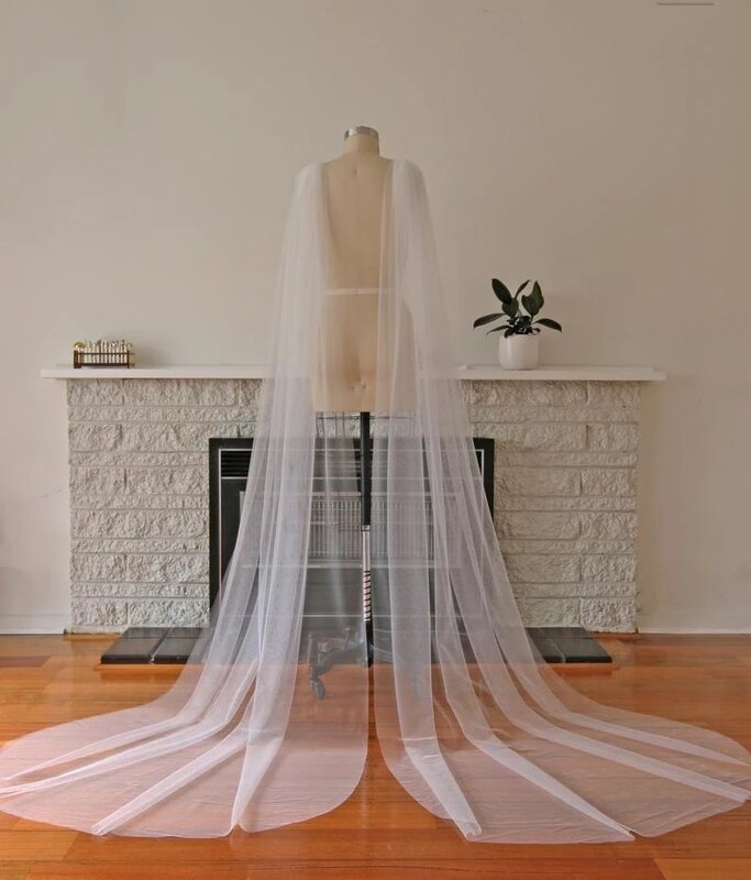 Wedding Cape Long Veil Bridal Wing Veils 2pc for Party Woman Elegant Bride Veil Cathedral Drop Veil Wedding Accessories Veu De N