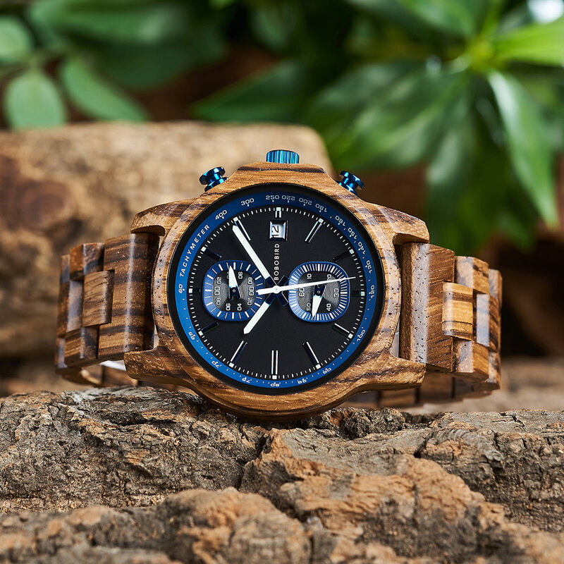 BOBO BIRD drewniany zegarek mężczyźni luksusowe drewniane zegarki na rękę reloj hombre lekki zegar kwarcowy chronograf prezent dla mężczyzn Dropshipping