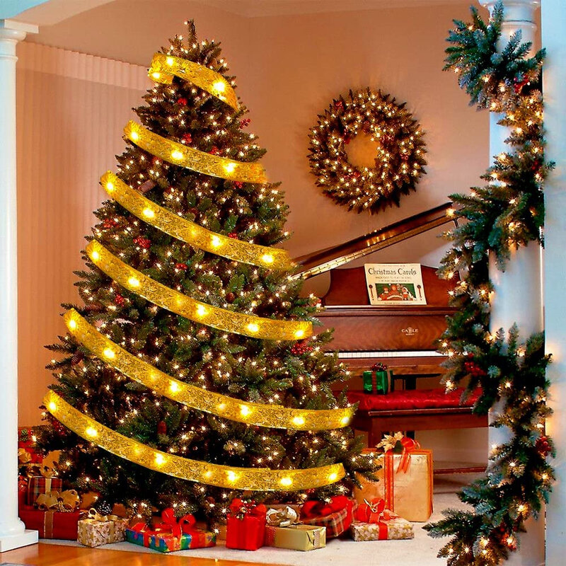 LED Natal Pita Peri Cahaya 1/2/5/10M Pohon Natal DIY Dekorasi Tali Cahaya untuk Pernikahan Tahun Baru Pesta Ulang Tahun Hadiah Dekorasi