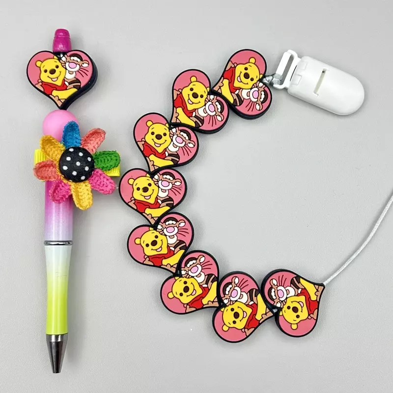 10 buah DIY populer kartun manik-manik silikon puting rantai manik pena aksesoris perhiasan manik fokus kualitas makanan silikon untuk mainan bayi
