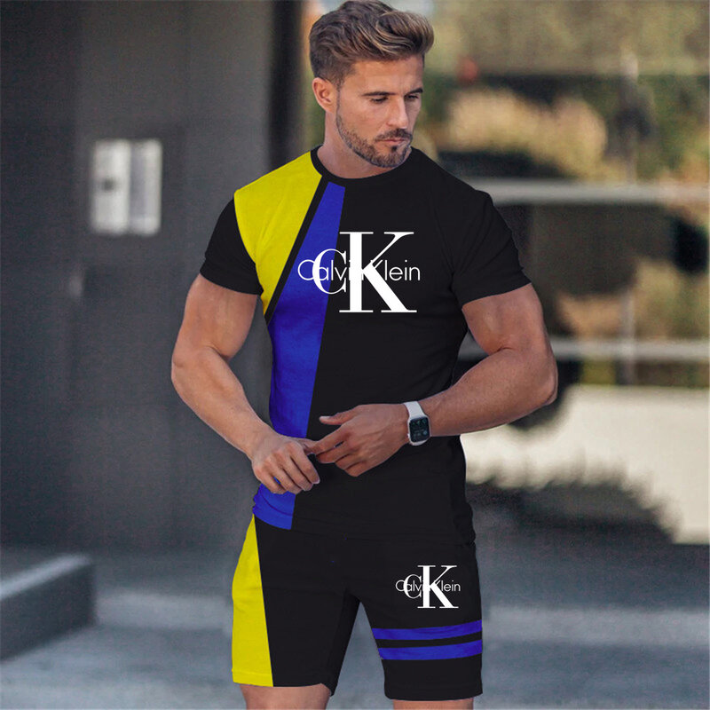 Conjunto de camiseta deportiva 3DT para hombre, camiseta de manga corta, pantalones cortos, nueva moda