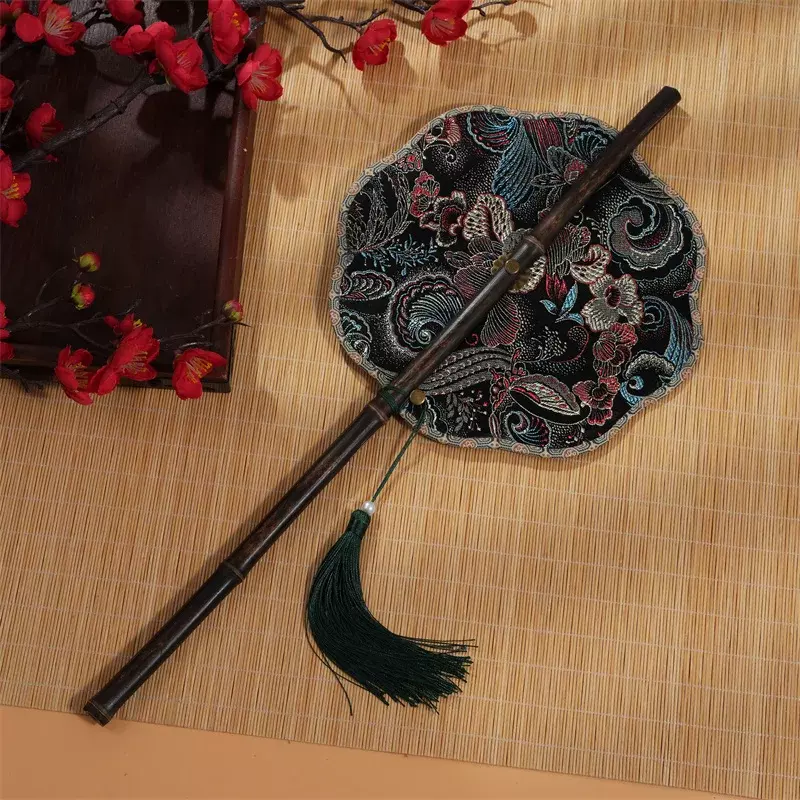 Hanfu พัดลมแบบพับได้โบราณเทศกาลพัดลมแบบพับได้พัดจีบจีนแบบพกพาตกแต่งแบบจีน