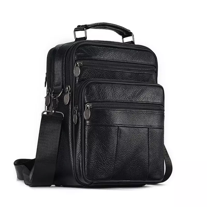 Classic Leather Men's Shoulder Bag Large Capacity Business Crossbody Bag