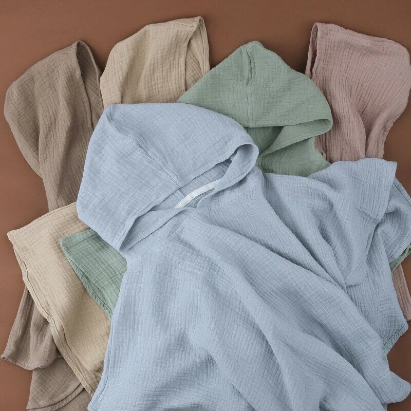 Zachte Katoenen Baby Hooded Handdoek Badhanddoek Voor Jongens Meisjes Badjas Nachtkleding Kinderkleding Bloemen/Effen Kleur Baby poncho