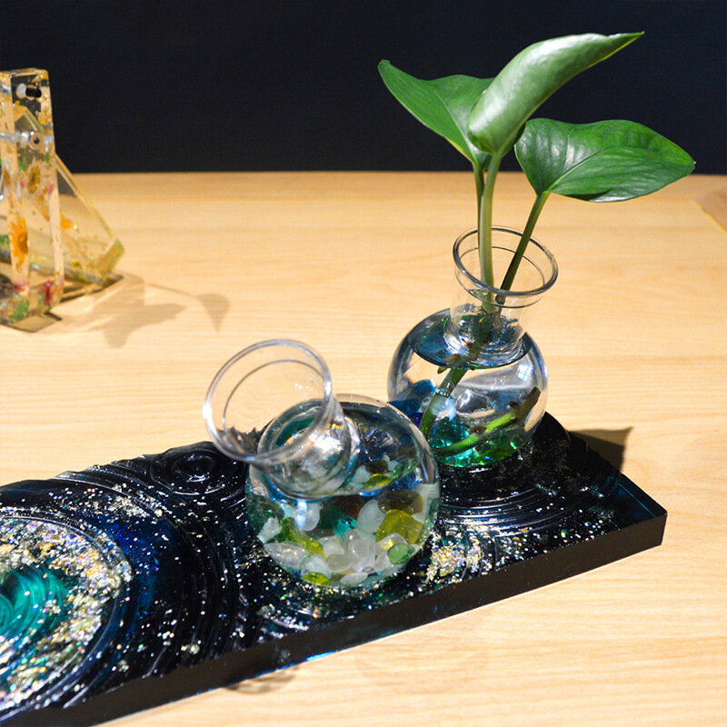 Neue Vase Basis Epoxy Silikon form DIY quadratische Blumentopf Tablett Blume Pflanzen halter Ornamente Aroma therapie Gipsform für Harz